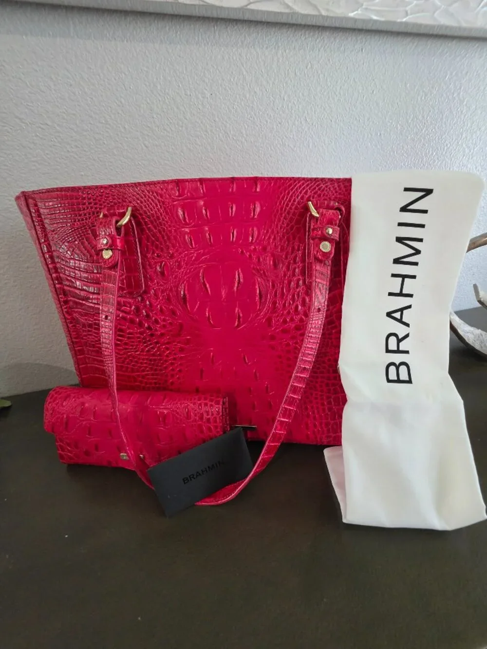 🩷 NEW Brahmin Leather Tote & Matching Wallet - Never Used!